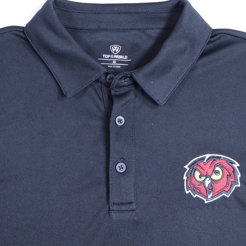 NWT Top of the World Temple University Owls Mens XL Black Performance Polo Shirt